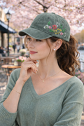 Green Cap with Flower Detail