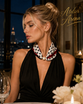 Luxe Polkadot Sjaal met Magnetische Parelsluiting