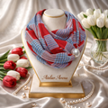 Rood Sjaaltje met Streep en Ruit Patroon en Parel