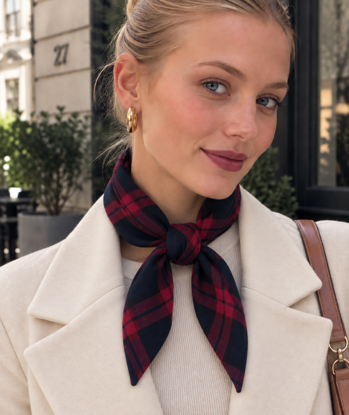 Oxford Tartan Driehoekssjaal – Navy & Rood