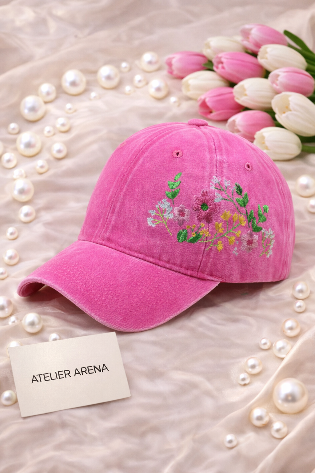 Pink Cap with Flower Detail