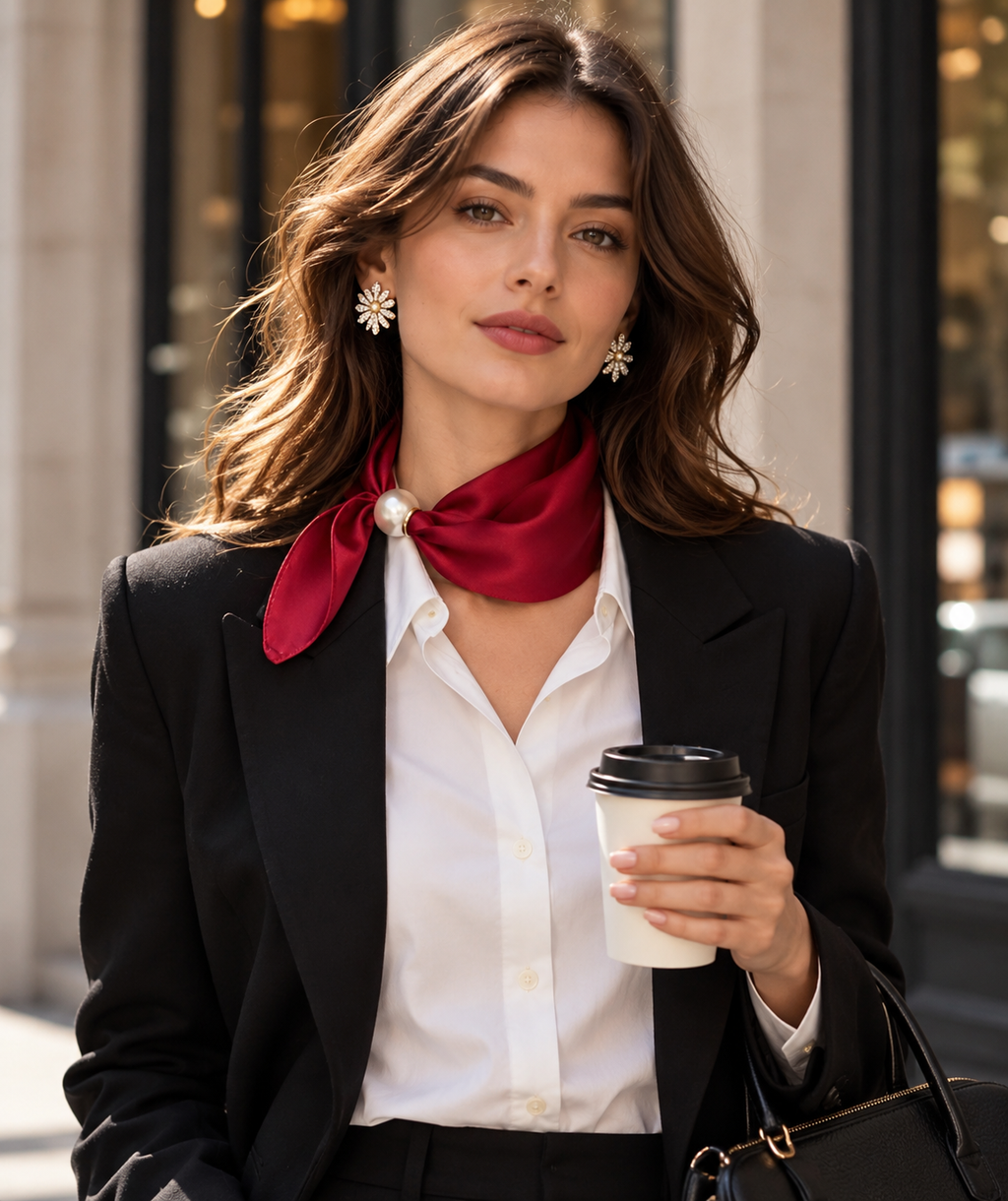 Bordeaux Pearl Satijn Sjaal