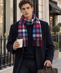 Sciarpa Unisex a Quadri Classici – Blu Scuro, Rosso & Blu