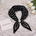 Black Polka Dot Scarf with Pearl Detail