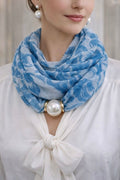 Blue Scarf with Rose Motif
