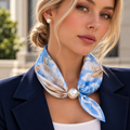 Sjaaltje Blauw & Beige met parel