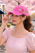 Pink Cap with Flower Detail