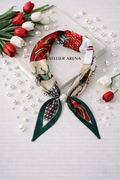 Red-Green Scarf with Horses