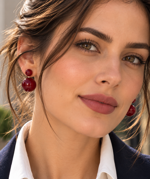 Orecchini a doppia perla Bordeaux