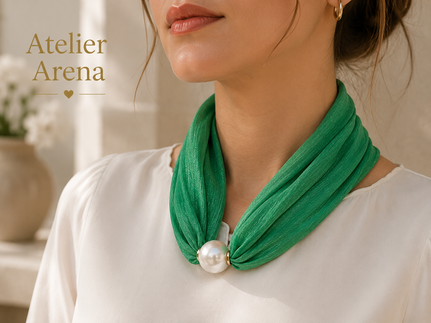 Organza Sjaal met Magnetische Sluiting – Groen