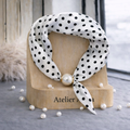 Luxe Zijden Sjaal met Parel - Polkadot Wit