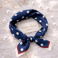 Marineblauw Sjaaltje met Witte Stippen