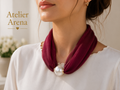Bordeaux Organza Sjaal met Magnetische Sluiting