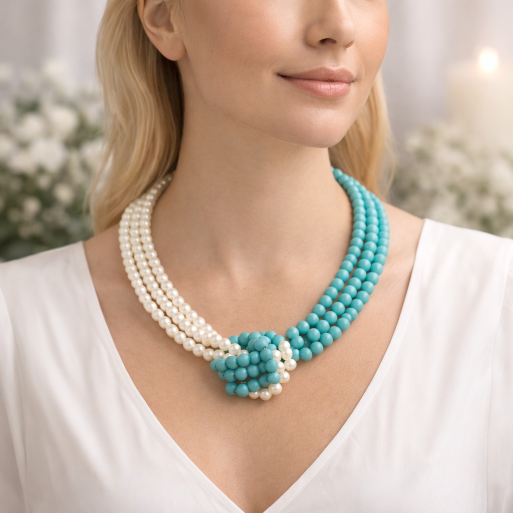 Turquoise en Parel Ketting