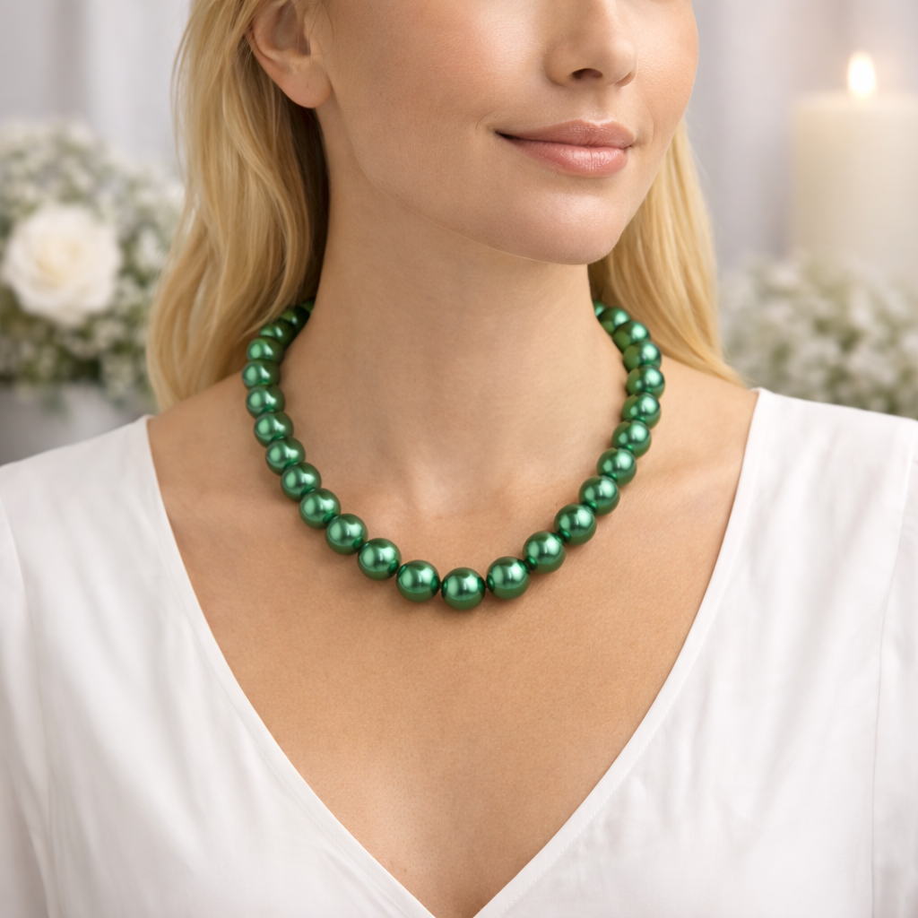 Groene Zoetwaterparel Ketting