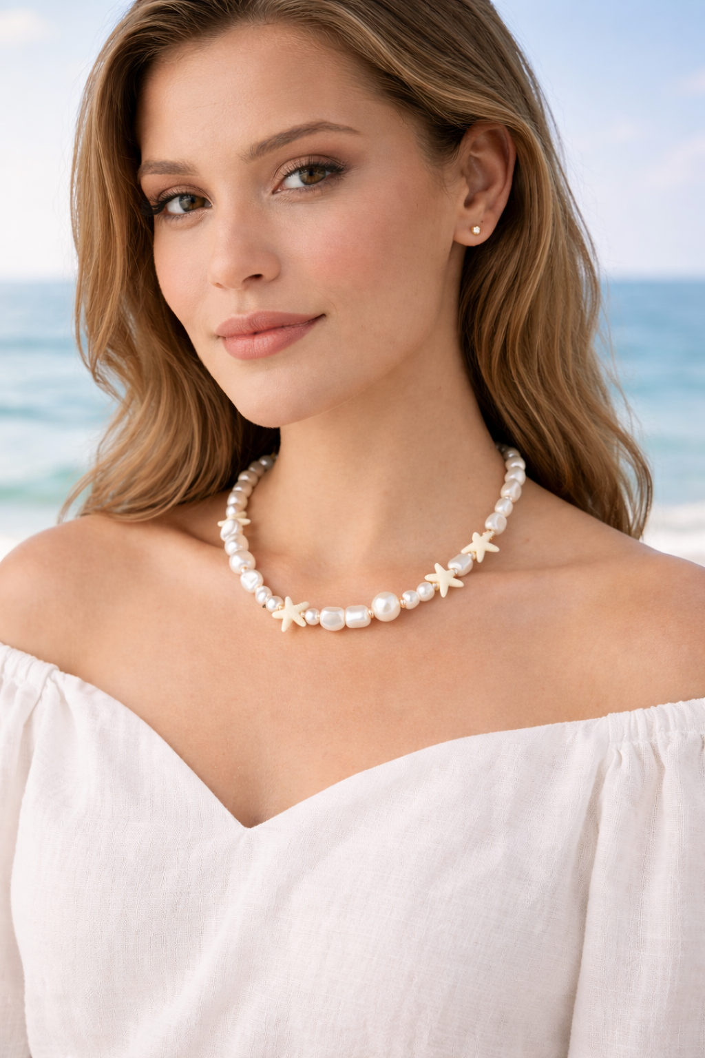 Parel Ketting met Zeester Bedels