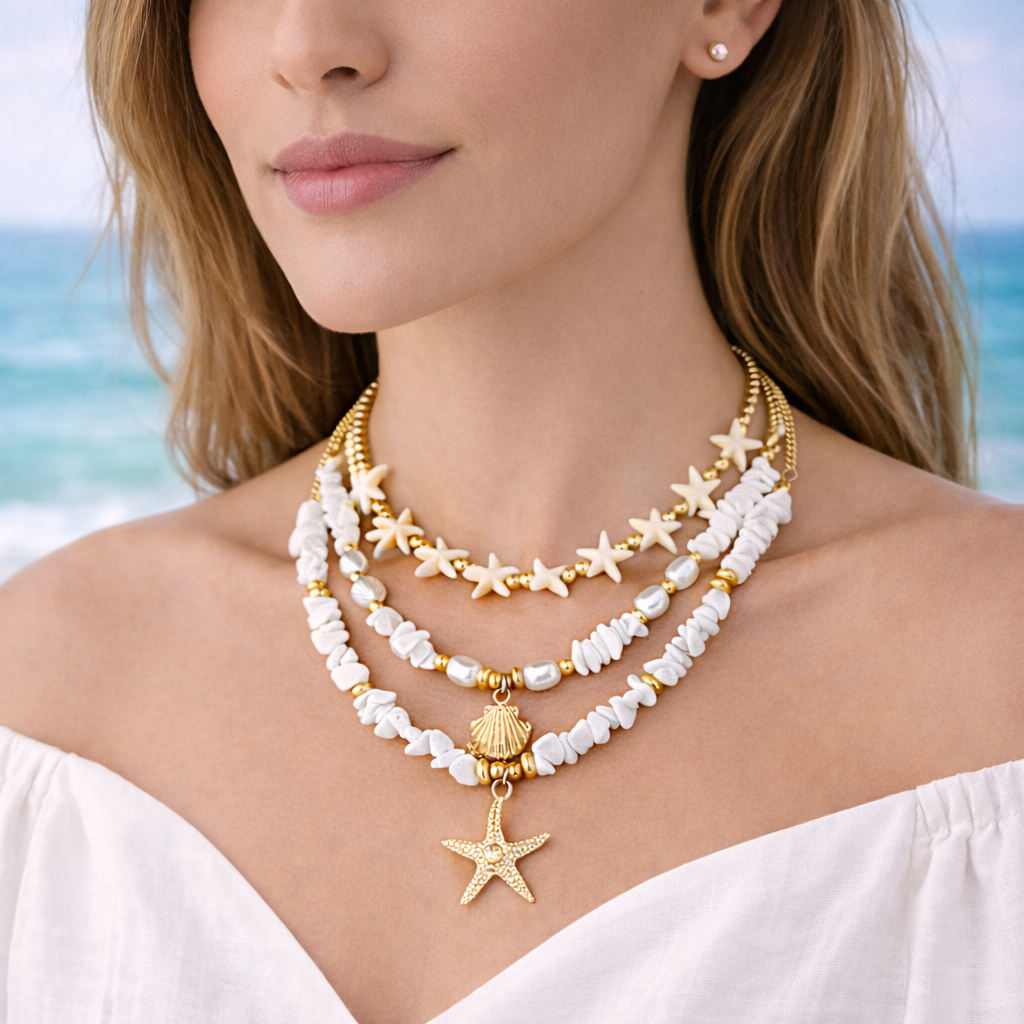 Maritieme Ketting Set met Schelp en Zeester