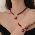 Rode Parel Sieradenset - Ketting en Armband