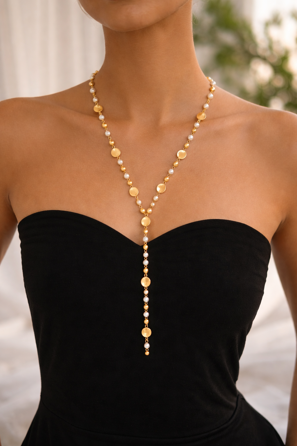 Y-Ketting Parels & Goud