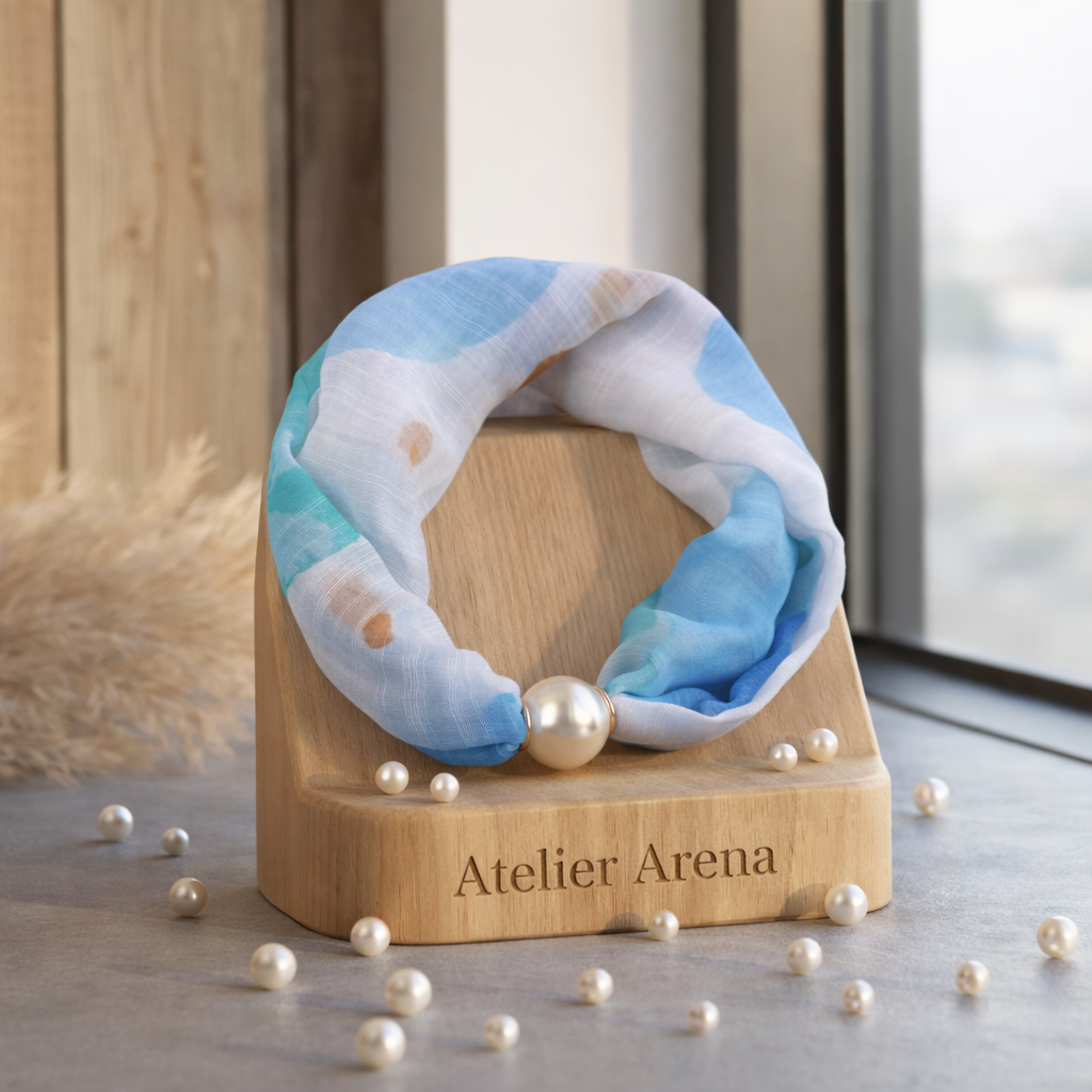 Blauw Sjaaltje met Parel