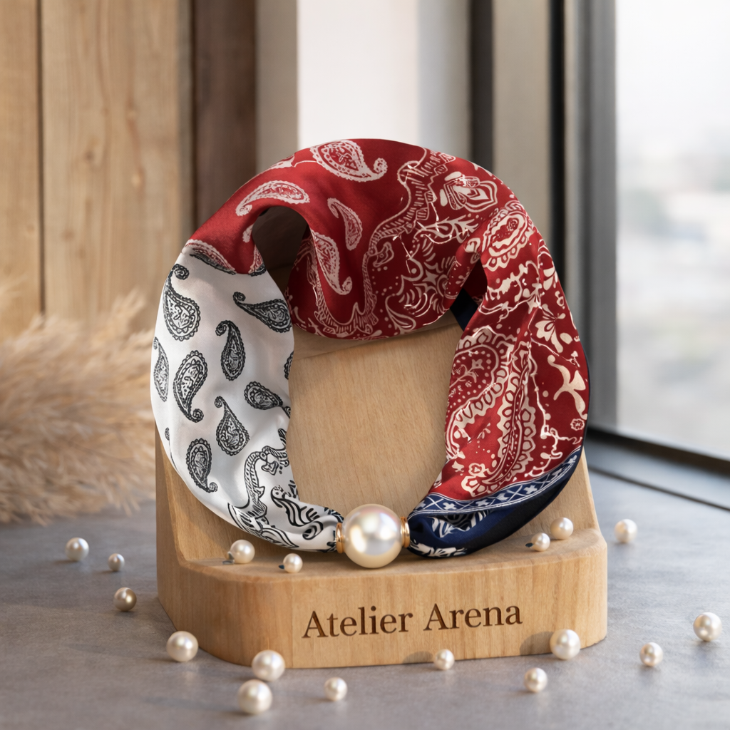 Multi-Color Paisley Sjaaltje met Parel