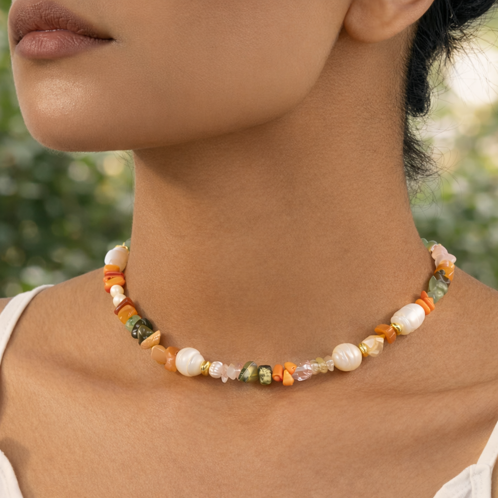 Natuursteen Ketting met Parels