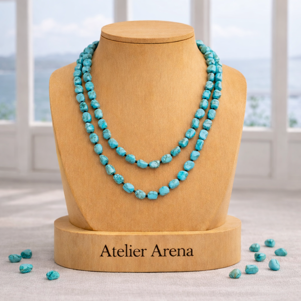 Turkoois Steen Ketting - Dubbele Streng