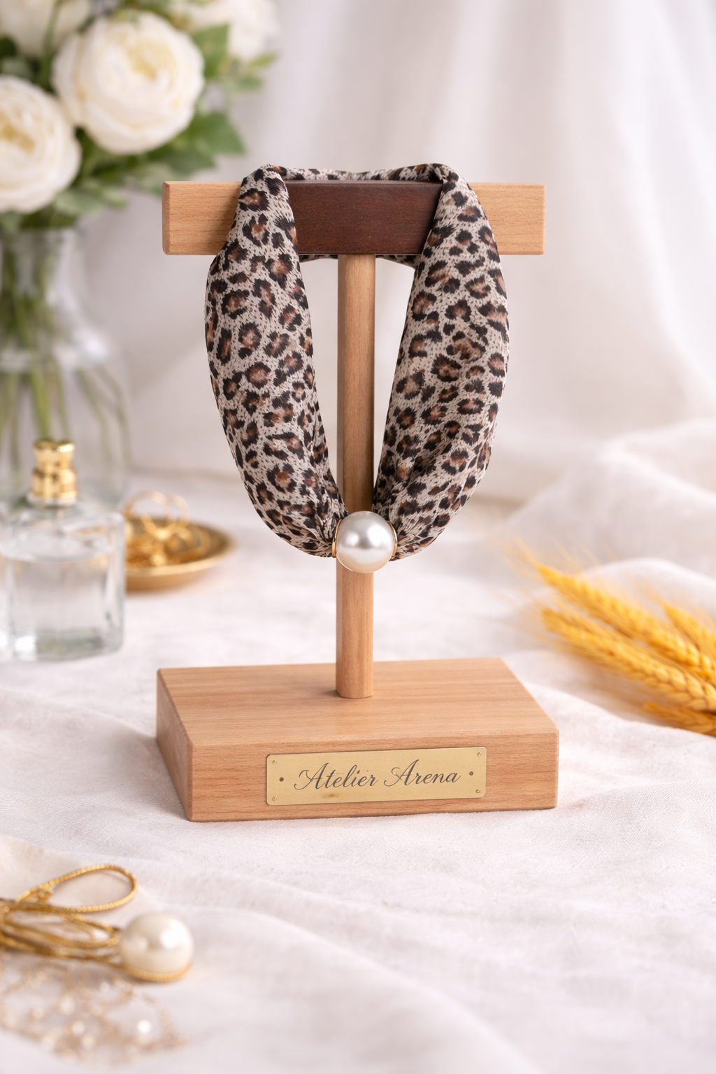 Sjaaltje met Luipaardprint en Parel