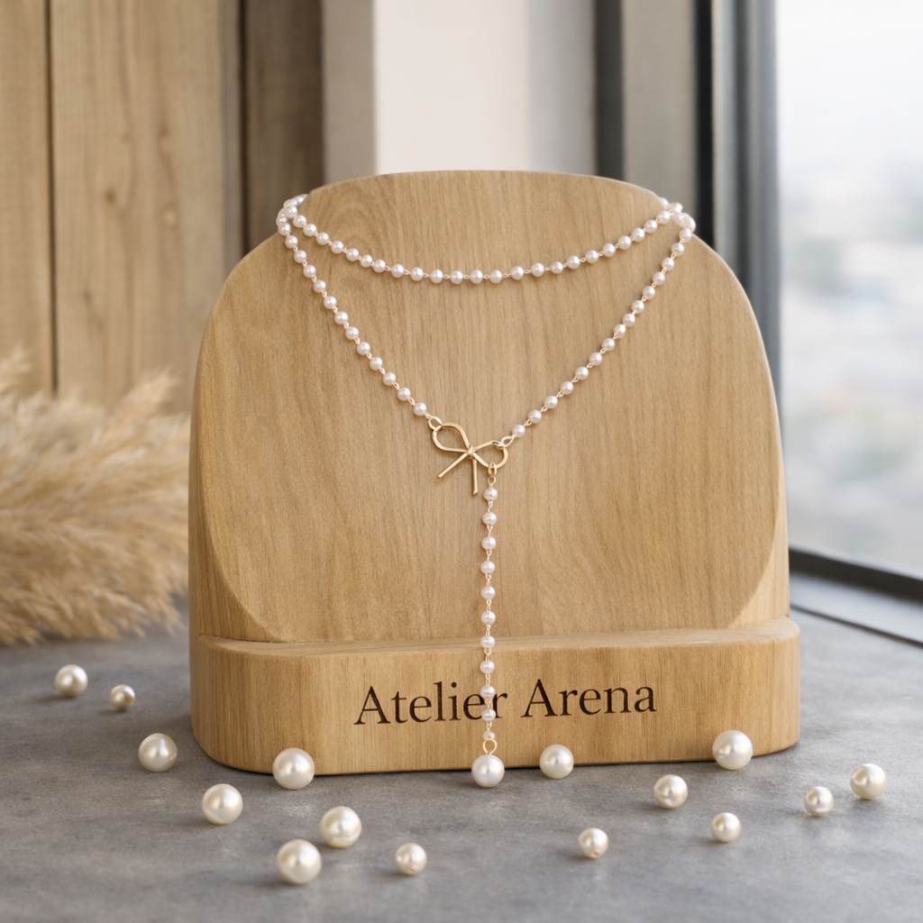 Dubbele Laags Parelketting met Strik Detail