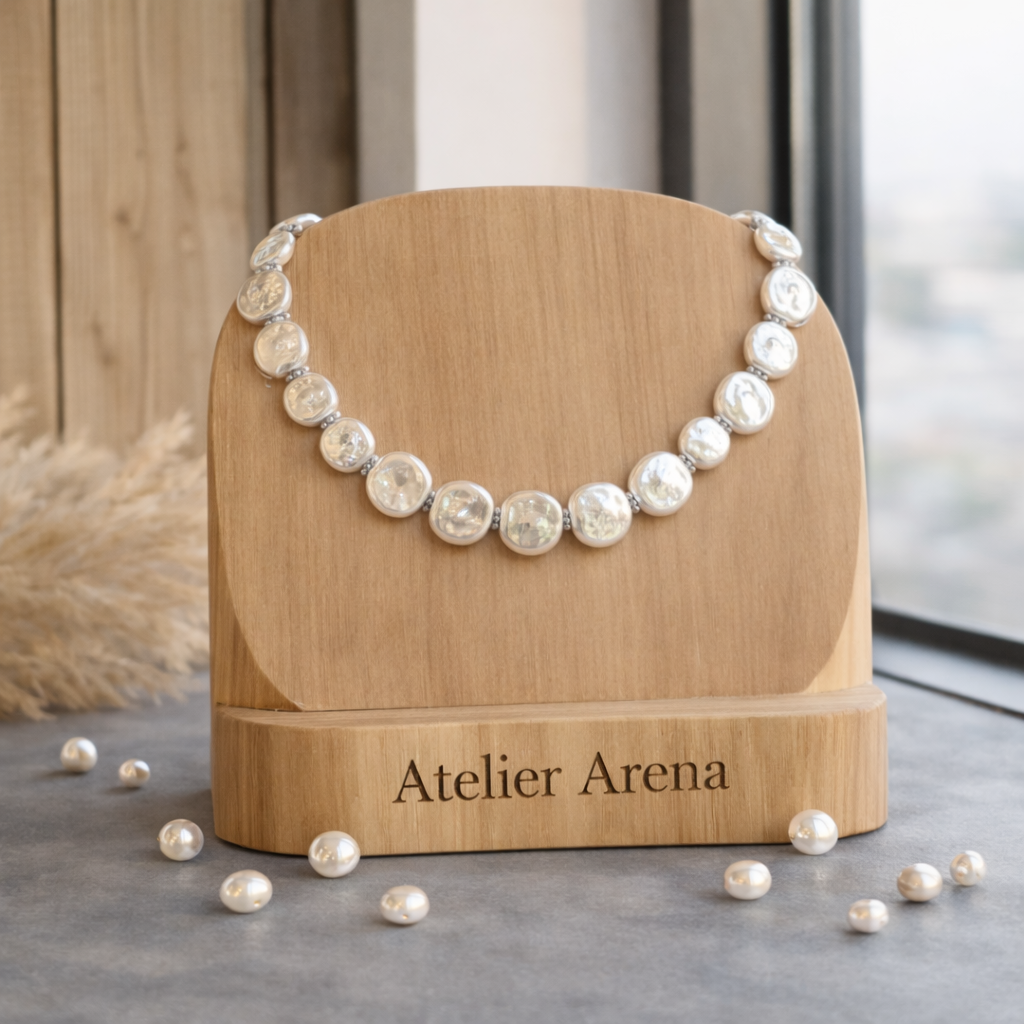 Zoetwaterparel Ketting met Grote Platte Parels