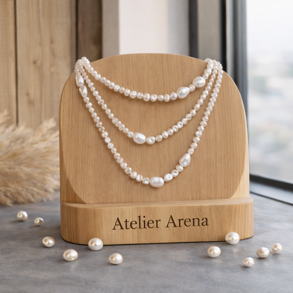 Zoetwaterparel Ketting 120 cm - Drievoudig Gelaagd