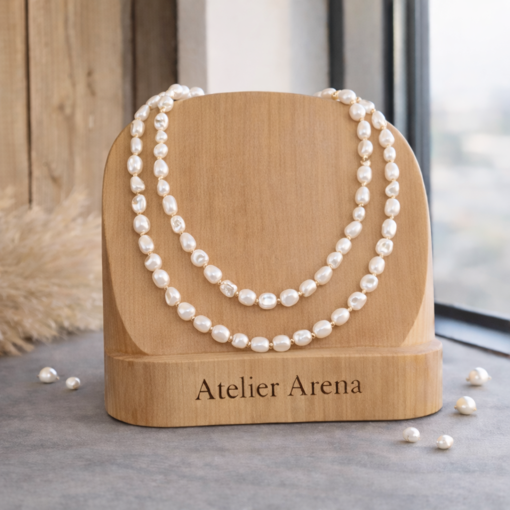 Lange Zoetwaterparel Ketting 86 cm - Dubbel Gelaagd