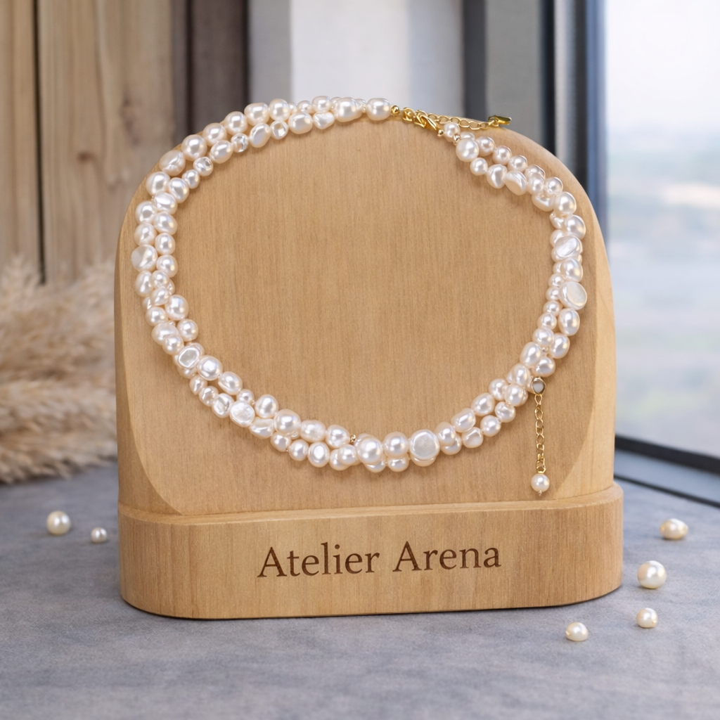 Dubbele Laags Zoetwaterparel Ketting