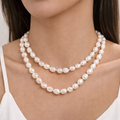 Lange Zoetwaterparel Ketting 86 cm - Dubbel Gelaagd