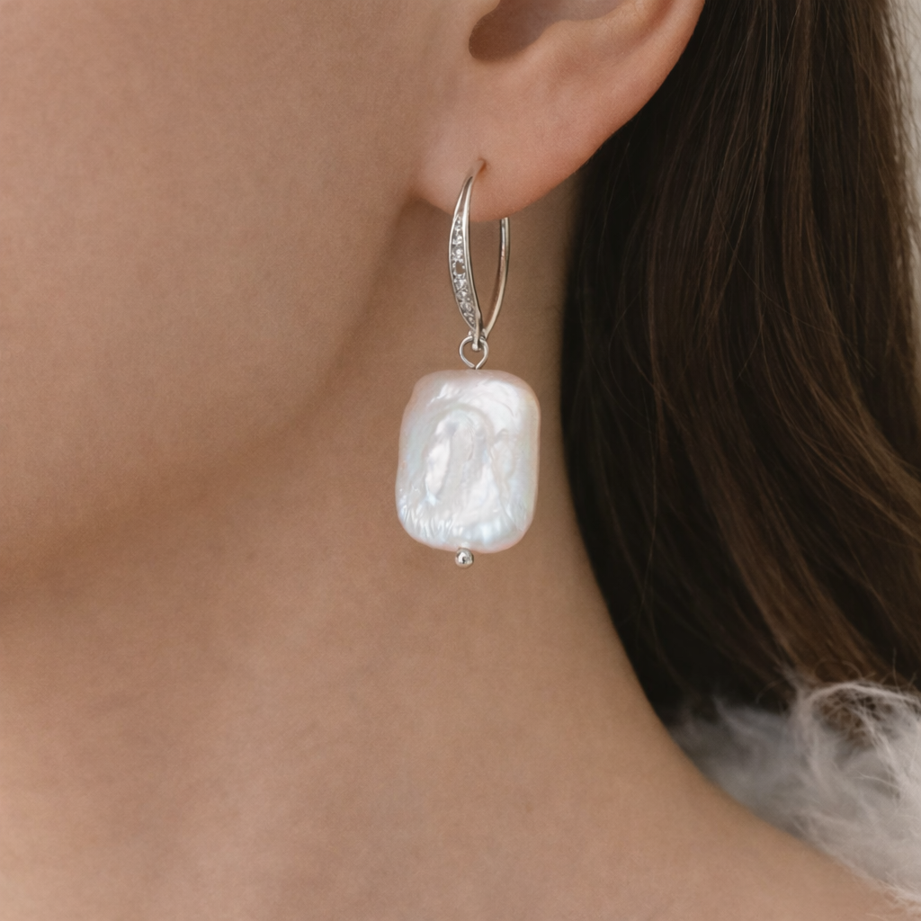 Zoetwaterparel Oorbellen met Kristallen