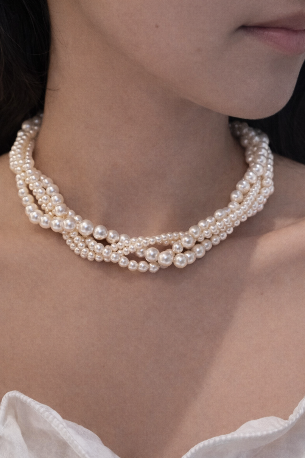 Luxe Gevlochten Parelketting - Multi-Strand Design