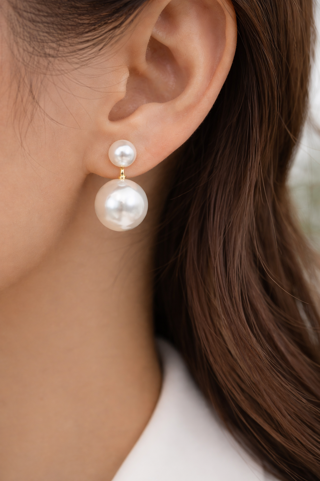 Parel Oorbellen Dubbel - Wit & Goud