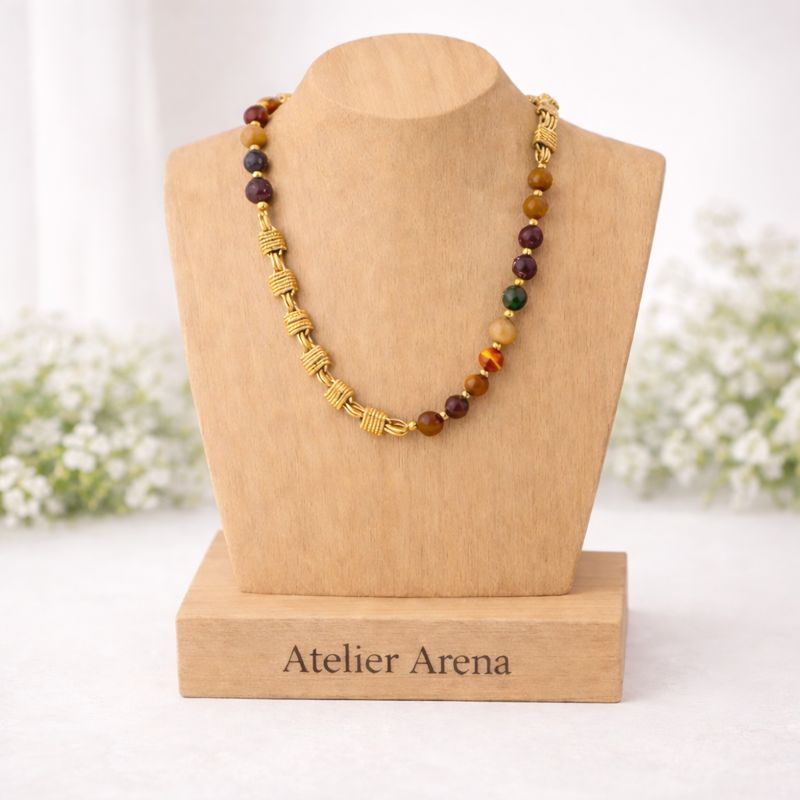 Agaat Ketting met Gouden Accenten