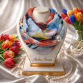 Multicolor Sjaaltje met Abstract Patroon en Parel