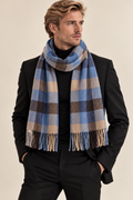 Écharpe unisexe Heritage Ruit – Bleu & Beige