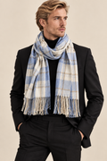 Leichter karierter Unisex-Schal – Hellblau & Creme