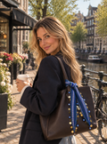 Luxe Blauw-Groene Bandanasjaal met Blauwe Bedels
