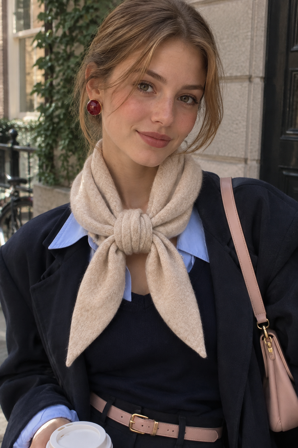 Élégante écharpe triangulaire - Beige