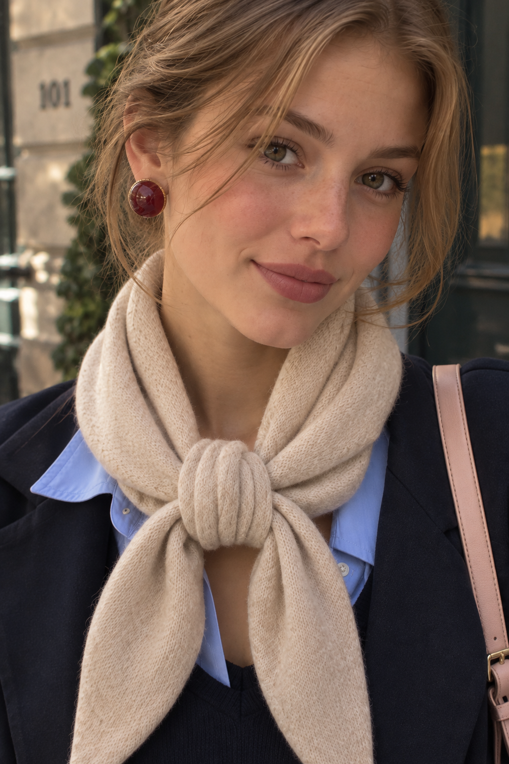 Élégante écharpe triangulaire - Beige