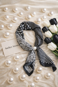 Luxury Black and White Women's Scarf with Pearl