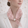 Pink Lace Pearl Scarf