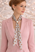 Polka Dot Scarf with Pearl Buckle