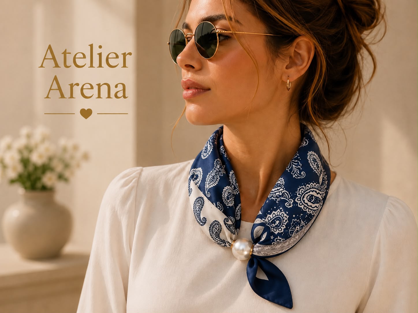 Satin-Schal mit Magnetverschluss – Bohemian Paisley Print