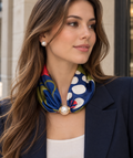 Sjaal met Pareldetail – Blauw Groen Rood Print