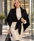Zwarte Elegance Wollen Driehoeksjaal – %100 Wol